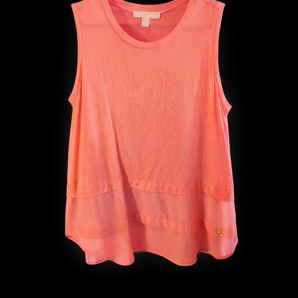 Michael Kors Coral Sleeveless Blouse | Layered Tank Top Flowy Summer XL Top